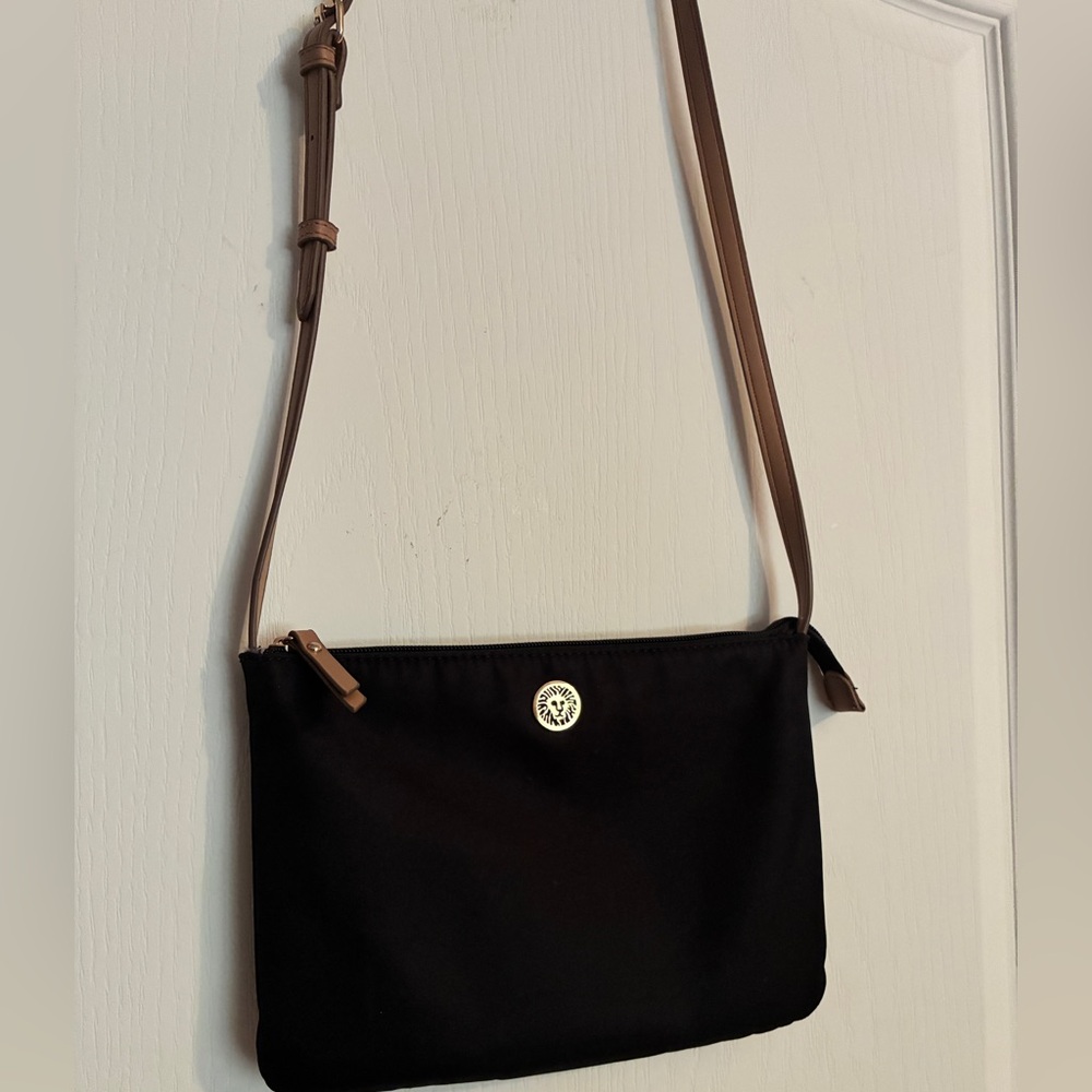 Anne Klein Crossbody Bag Black Nylon Satchel